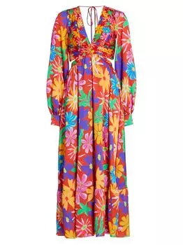 Платье Aster с длинными рукавами и вырезами PatBO, красный