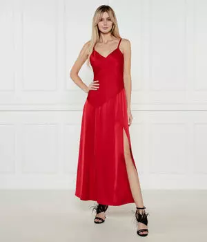 Платье атласное с разрезом Max&Co., красный
