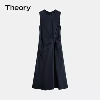 Платье атласное Theory без рукавов, синий