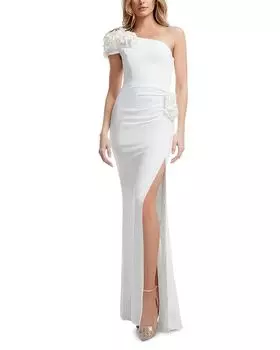 Платье Aubrielle Rosette с одним плечом Dress the Population, слоновая кость/кремовый