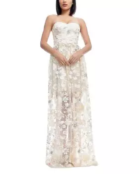 Платье Audrina без бретелей с цветочным принтом Dress the Population, слоновая кость/кремовый