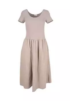 Платье Ayda свободное макси-платье из хлопка один размер короткие рукава с карманами Seasons Of April, коричневый