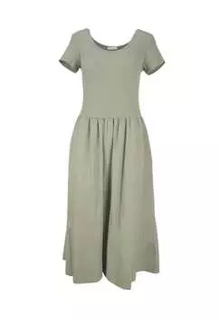 Платье Ayda свободное макси-платье из хлопка один размер короткие рукава с карманами Seasons Of April, хаки