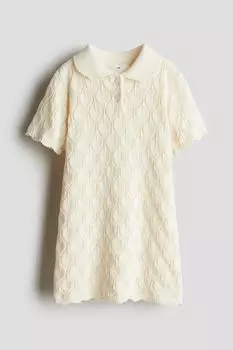Платье ажурной вязки H&M, бежевый