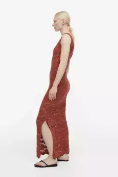 Платье ажурной вязки H&M, оранжевый
