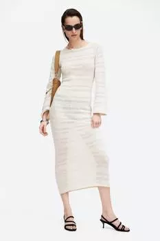 Платье ажурной вязки со шнуровкой H&M, бежевый