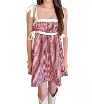 Платье-бэбидолл из твида в бордовом цвете Pretty Garbage