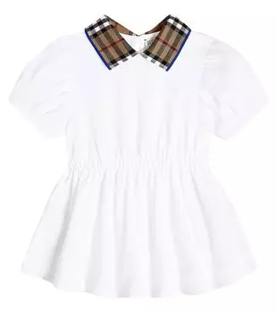 Платье baby alesea из хлопка Burberry Kids, белый
