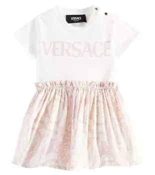 Платье Baby Barocco из смесового хлопка Versace, белый
