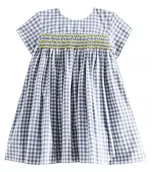 Платье Baby Maruska из хлопка в мелкую клетку Bonpoint, серый