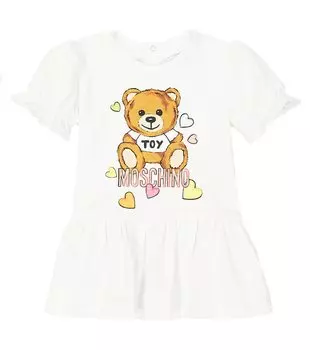 Платье Baby Teddy Bear из смесового хлопка Moschino, белый