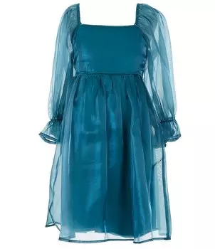 Платье Babydoll из блестящей органзы с длинными рукавами Allison & Kelly для больших девочек 7–16 лет, синий