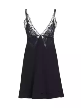 Платье Babydoll Midnight с ботанической вышивкой La Perla, цвет onyx