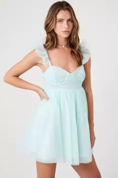 Платье Babydoll с рукавами-бабочками Forever 21, синий