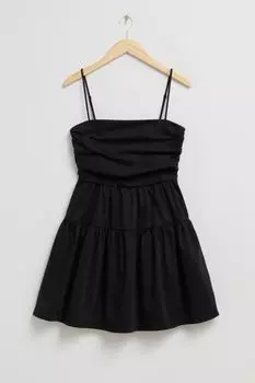Платье Babydoll со складками и другими историями H&M, черный