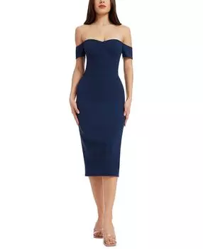 Платье Bailey с открытыми плечами Dress the Population, темно-синий