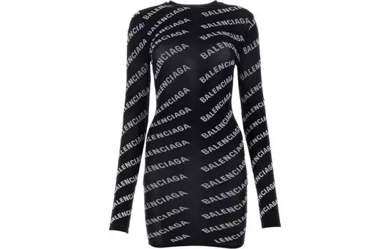 Платье Balenciaga с длинными рукавами, черный