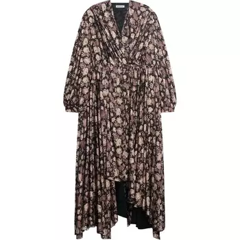 Платье Balenciaga Wrap Godet Midi, коричневый