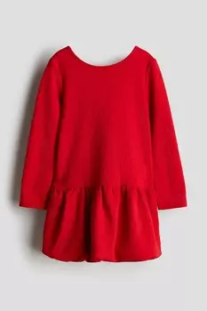 Платье баллон с длинными рукавами H&M, красный