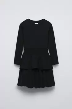 Платье-баллон в рубчик ZARA, черный