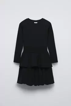 Платье-баллон в рубчик ZARA, черный