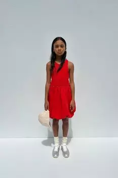 Платье-баллон в рубчик ZARA, красный
