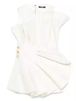 Платье Balmain Kids с драпировкой, белый