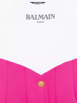 Платье Balmain Kids в стиле колор-блок, розовый