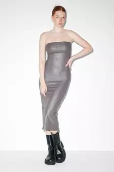 Платье-Бандо блестящее Clockhouse, серый