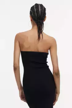 Платье-бандо из эластичной вязки и витой детали H&M, черный