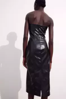 Платье-бандо из ткани с покрытием H&M, черный
