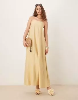 Платье-бандо макси из купро ASOS DESIGN в каменном цвете