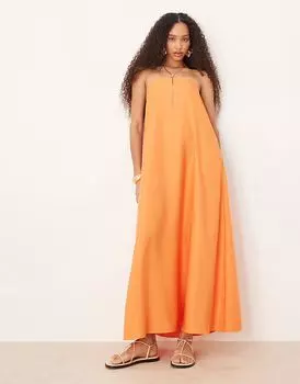 Платье-бандо макси из купро ASOS DESIGN цвета папайи