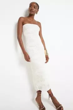 Платье бандо миди крючком River Island, бежевый