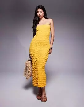 Платье-бандо River Island с текстурой желтого цвета