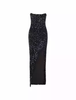 Платье бандо с пайетками Balmain, мультиколор