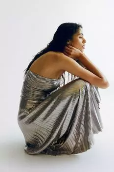 Платье-Бандо со складками H&M, серебряный