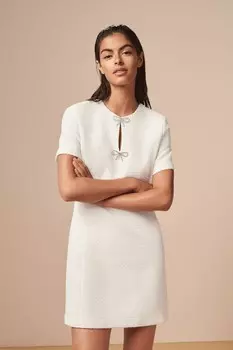 Платье бант из букле Next, бежевый