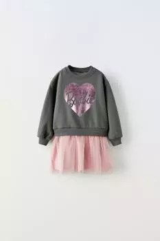 Платье барби mattel контрастное платье из тюля ZARA, розовый