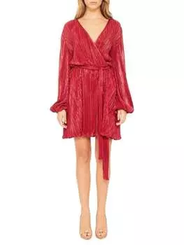 Платье Bardot Belissa плиссированное с поясом, красный