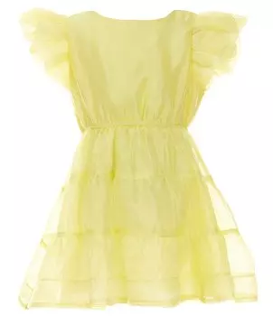 Платье Bardot Junior для больших девочек 7–16 лет с развевающимися рукавами и расклешенным платьем Oshin из органзы, желтый