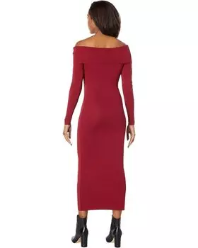 Платье Bardot Off Shoulder Knit Dress, бордовый