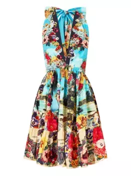 Платье Bathing Bombshell с вырезом халтер и цветочным принтом Camilla, синий