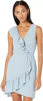 Платье BCBGMAXAZRIA Satin Back Crepe Ruffle Dress, цвет Dusty Blue