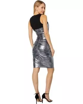 Платье BCBGMAXAZRIA Sleeveless Foiled Knit Dress, цвет Gunmetal/Black
