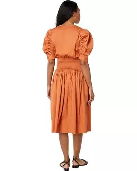 Платье BCBGMAXAZRIA Smocked Waist Day Dress, цвет Raw Sienna