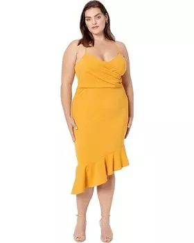 Платье Bebe Crossover Flounce Scuba Crepe Midi, цвет Mustard