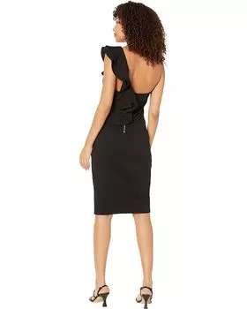 Платье Bebe Ruffle Sleeve Midi Dress, цвет Jet Black