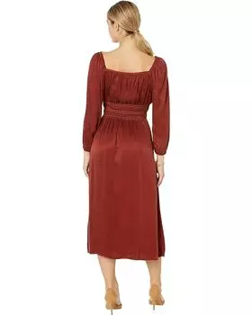 Платье bella dahl Ruched Midi Dress with Slit, цвет Brandy