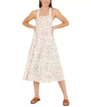 Платье bella dahl, Scrunch Strap Tiered Midi Dress